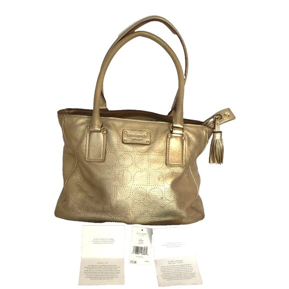 kate spade Handbags - Kate Spade York Street Metallic Gold Leather Satchel • WKRU0812 • Care Cards